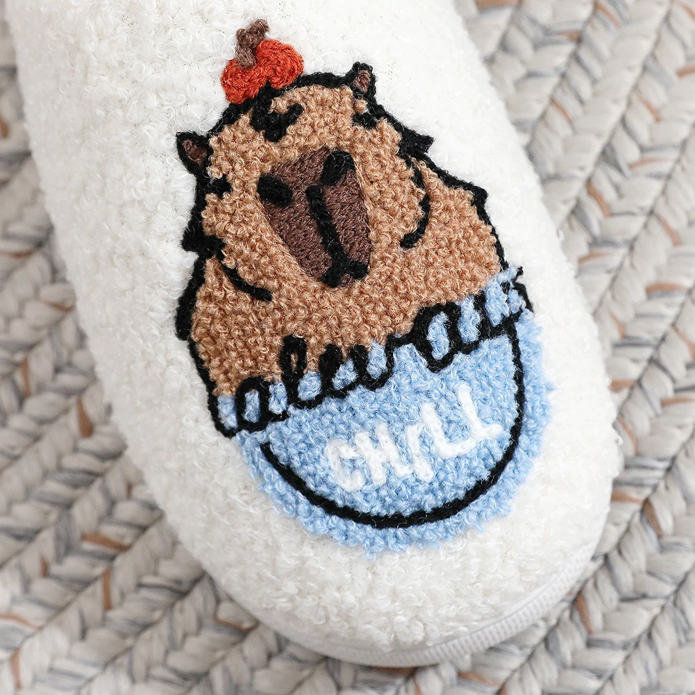 Kapibara Pluszowe Kapcie Ciepłe Wsuwane Kapcie Domowe Wygodne Płaskie Termiczne Kapcie Miękkie Futrzane Kapcie na Zewnątrz do Wewnątrz do Sypialni