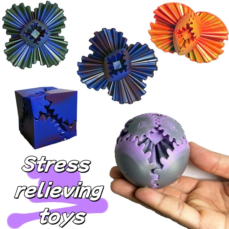 3D printed gear ball cube decompression gear ball fingertip anxiety relief rotating toy desktop Simple Dimple Fidget toy