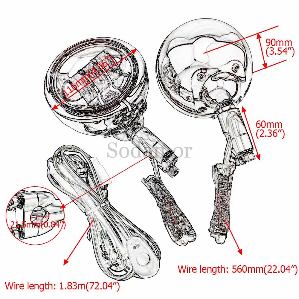 Motorfiets LED Extra Verlichting 22mm Beugel Mistlamp Voor Off-Road ATV UTV Bulldozers Road Roller Met zekering Draad Accessoires