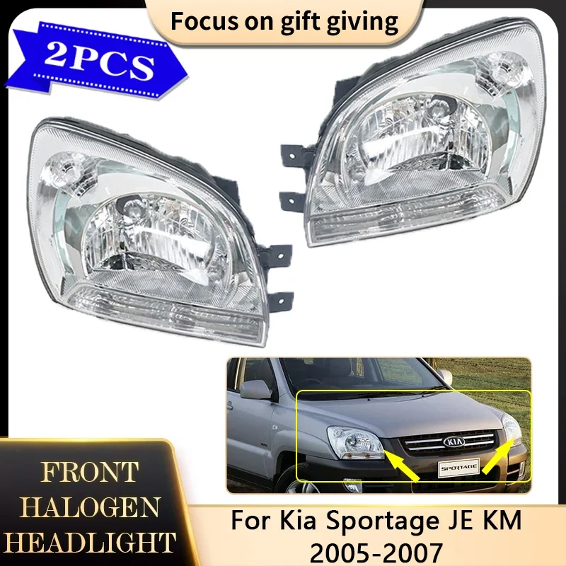 For Kia Sportage JE KM 2005 2006 2007 Front Headlight Assembly Halogen Fog Bumper Light Driving Running Lamp Car Accessories