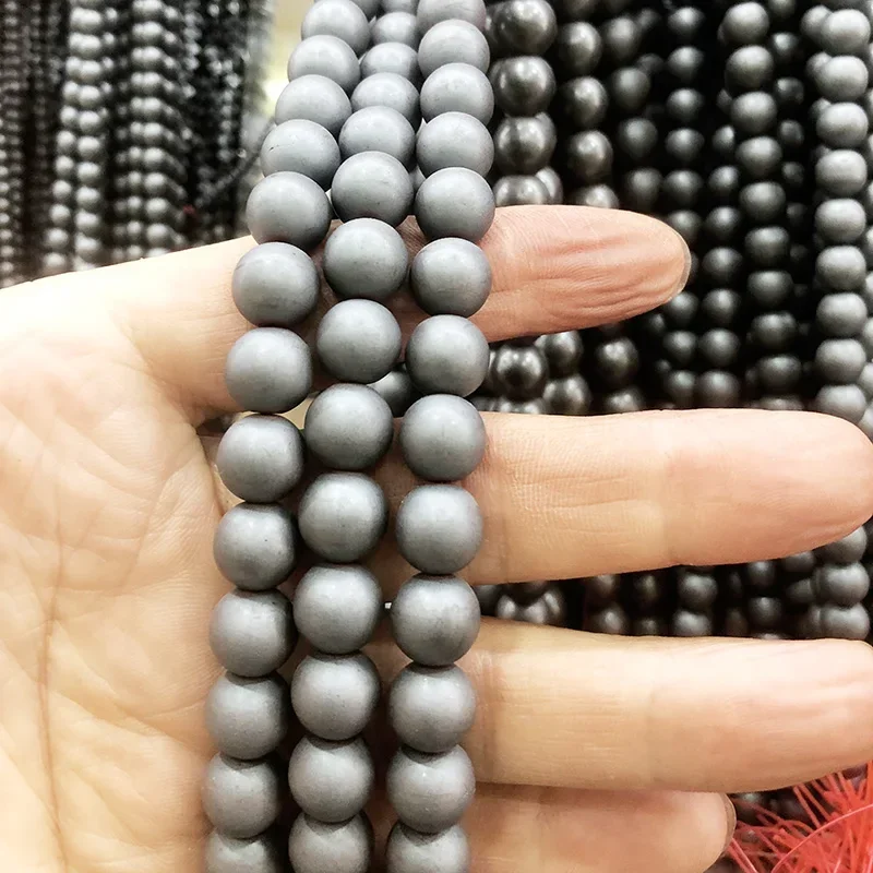 15inch Natural matte black hematite beads round bead jewelry Making bracelet Handmade necklace Diy found