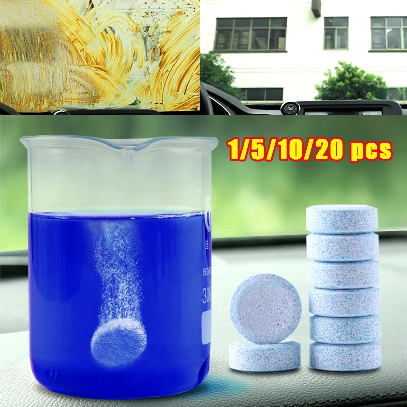 20pcs Car Cleaning Effervescent Tablets Windshield Cleaner Solid Washer Agent Cars Auto Window Glass Dust Remover Car Accessary