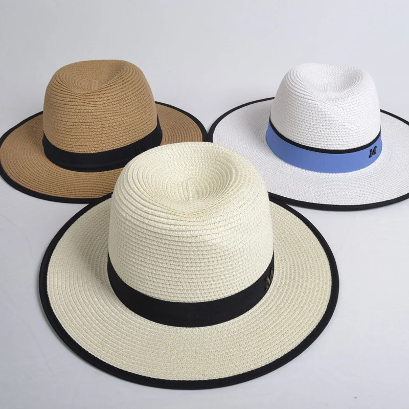 

Hat Female Summer M Straw Hat Korean Style Versatile Big Brim Beach Hat Sun-proof Xiaolajiao Style Sun Hat