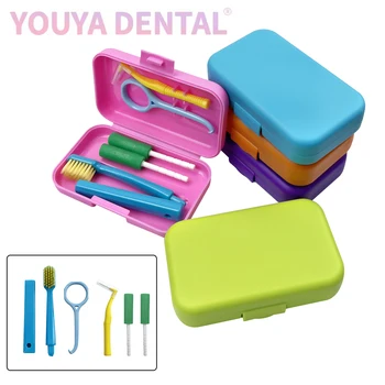 Juego de cuidado de ortodoncia portátil, cepillo de dientes Interdental de viaje, plegable, alineador, quitamanchas, 1 Juego