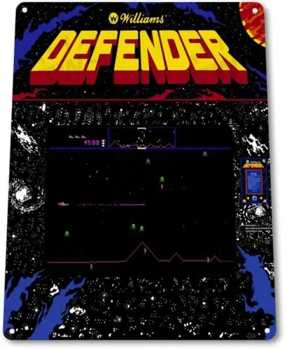 Defender Classic Williams Arcade Marquee Game Room Wall Decor Large Metal Sign