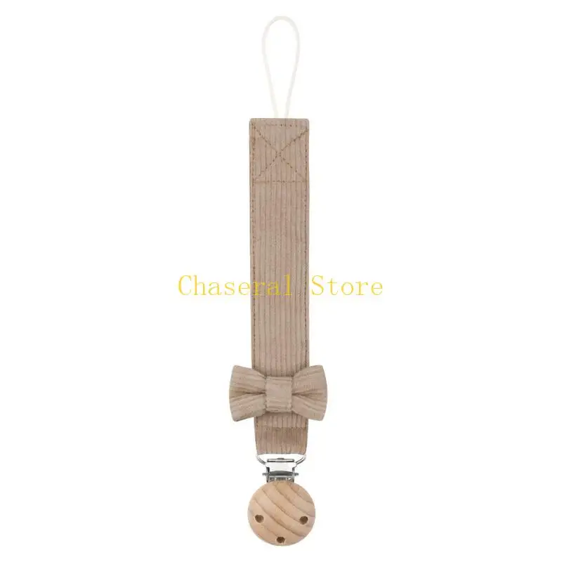 E7CE Nipple Clip Baby Pacifier Leash with Bow Soother Chain Securely Fasten Nipple