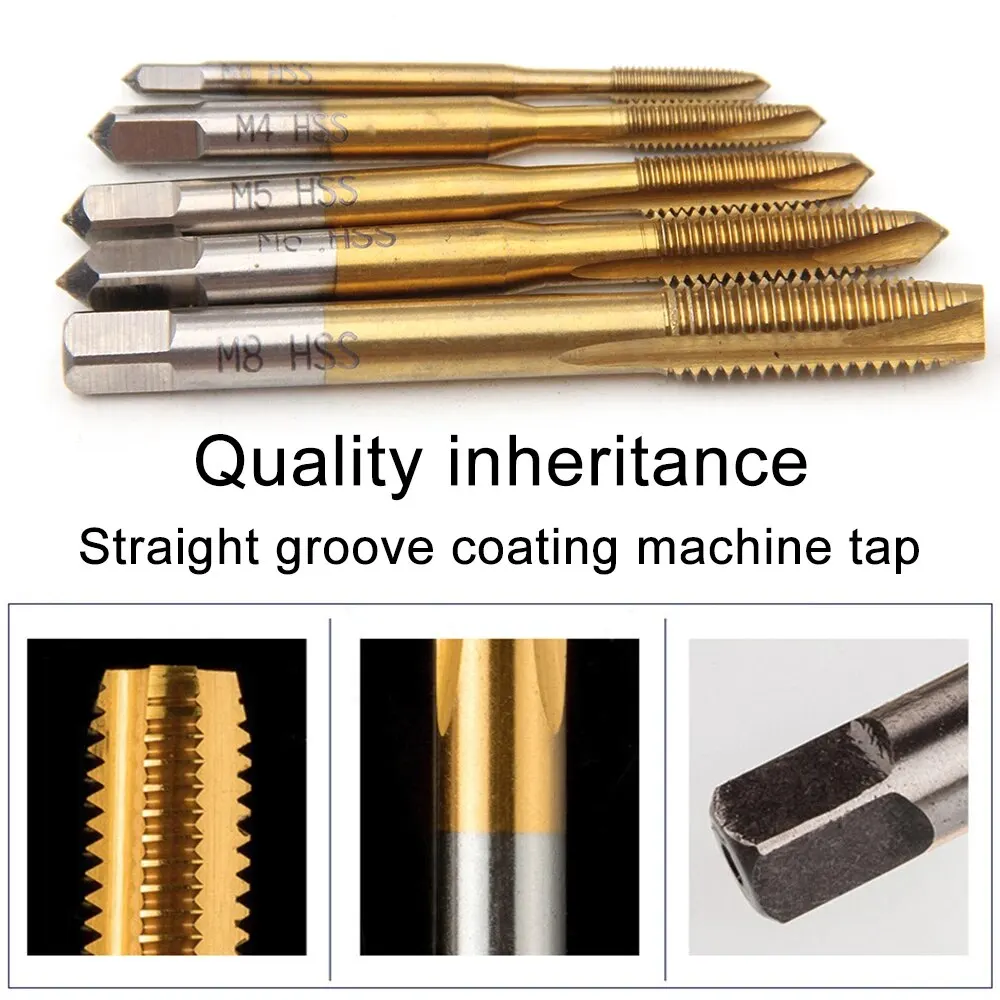 

5pc High-speed Steel Screw Tip Machine with M3-M8 through Hole Tapping and Internal Thread Tapping Tool