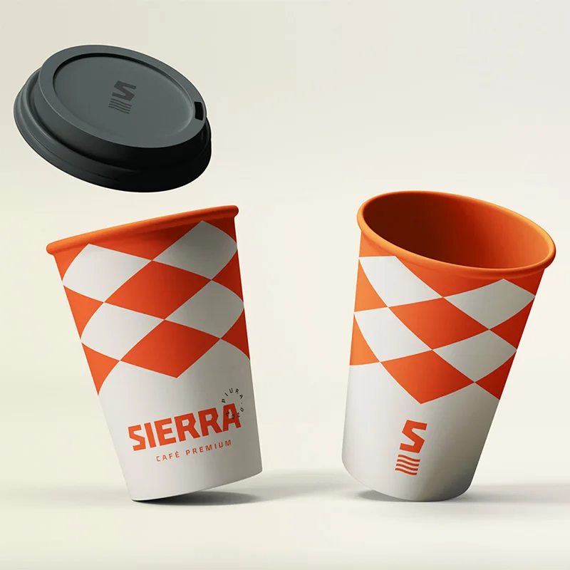 Taza de café de papel de doble pared, producto personalizado, impresa en relieve, desechable, con tapas, novedad de 2024