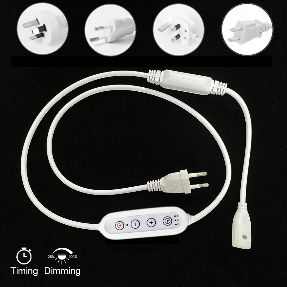 

Dimmable Switch US/EU/AU/UK Power Plug for 220V 110V 1-25M COB LED Strip Light 10mm Width Dimmer Timer Switch Power Supply