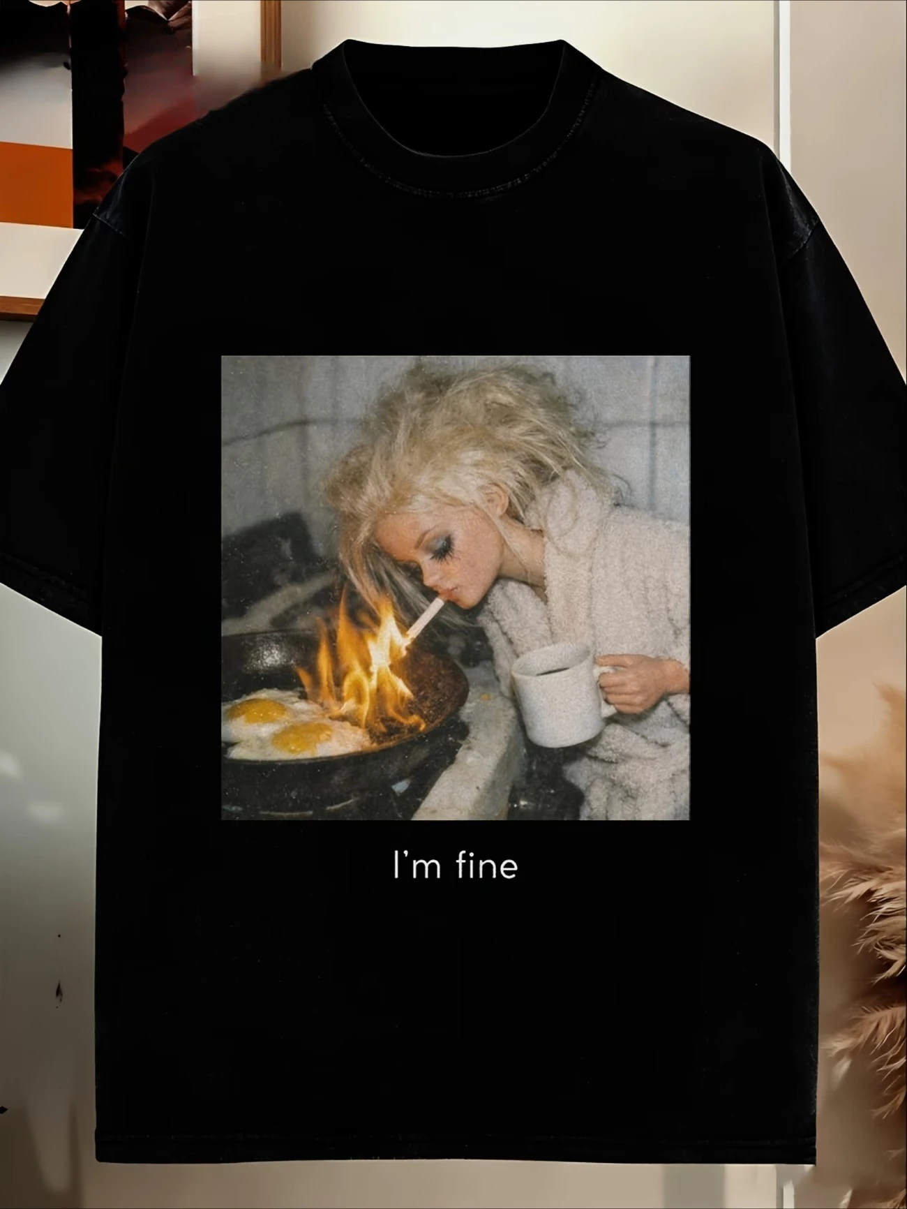 Retro 90S Style T-Shirt Featuring A Humor Doll Face Meme Men's Women Top Tee Streetwear Casual Trend Oversize Loose Short Sleeve