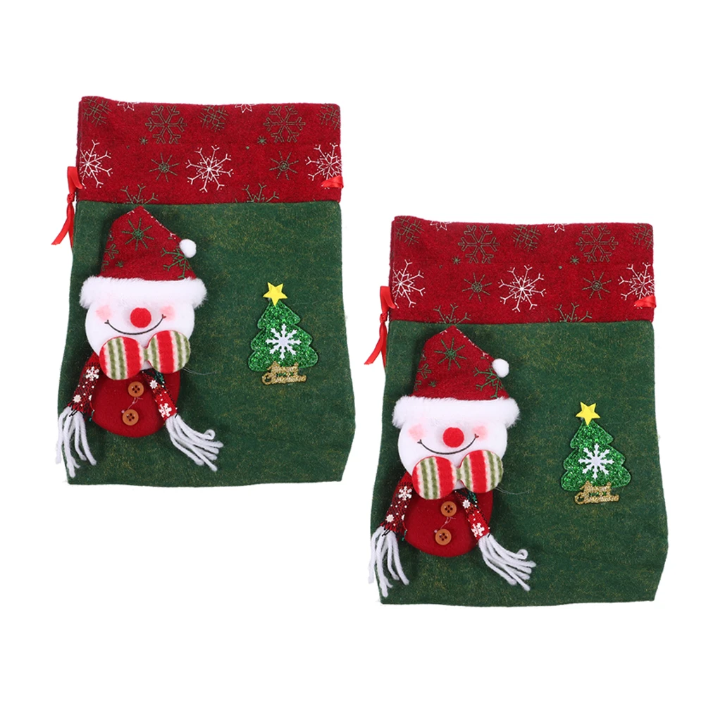 

2pcs Vintage Felt Gift Drawstring Candy Bags for Wedding Party Christmas Treat Bag Holiday Wrapping Sacks Jewelry Pouches Tote