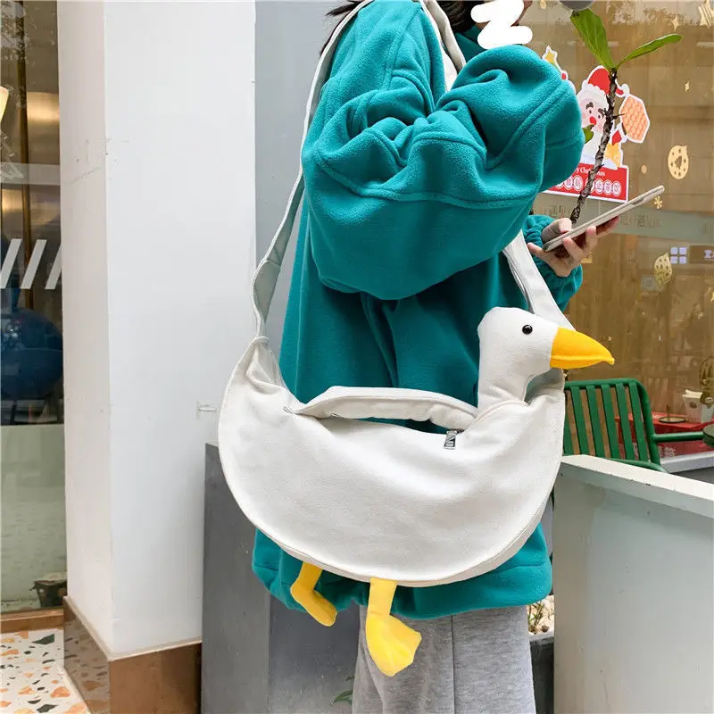 Wome Cute cartoon crossbody bag girl large capacity goose funny shoulder bag