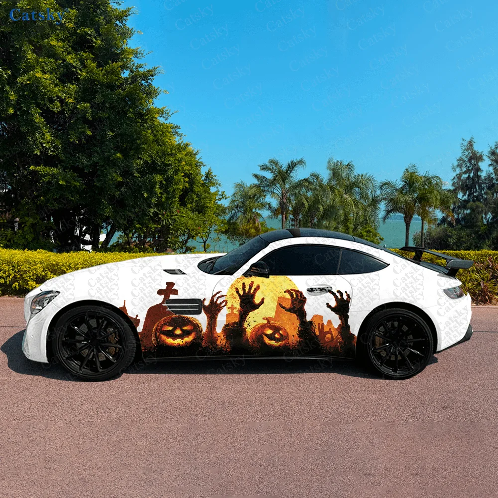 

Glowing Pumpkin Zombie Hands Car Vinyl Wraps Decal Self-adhesive PVC Sticker Suitable for Trucks SUV Decor Auto Accessories Gift