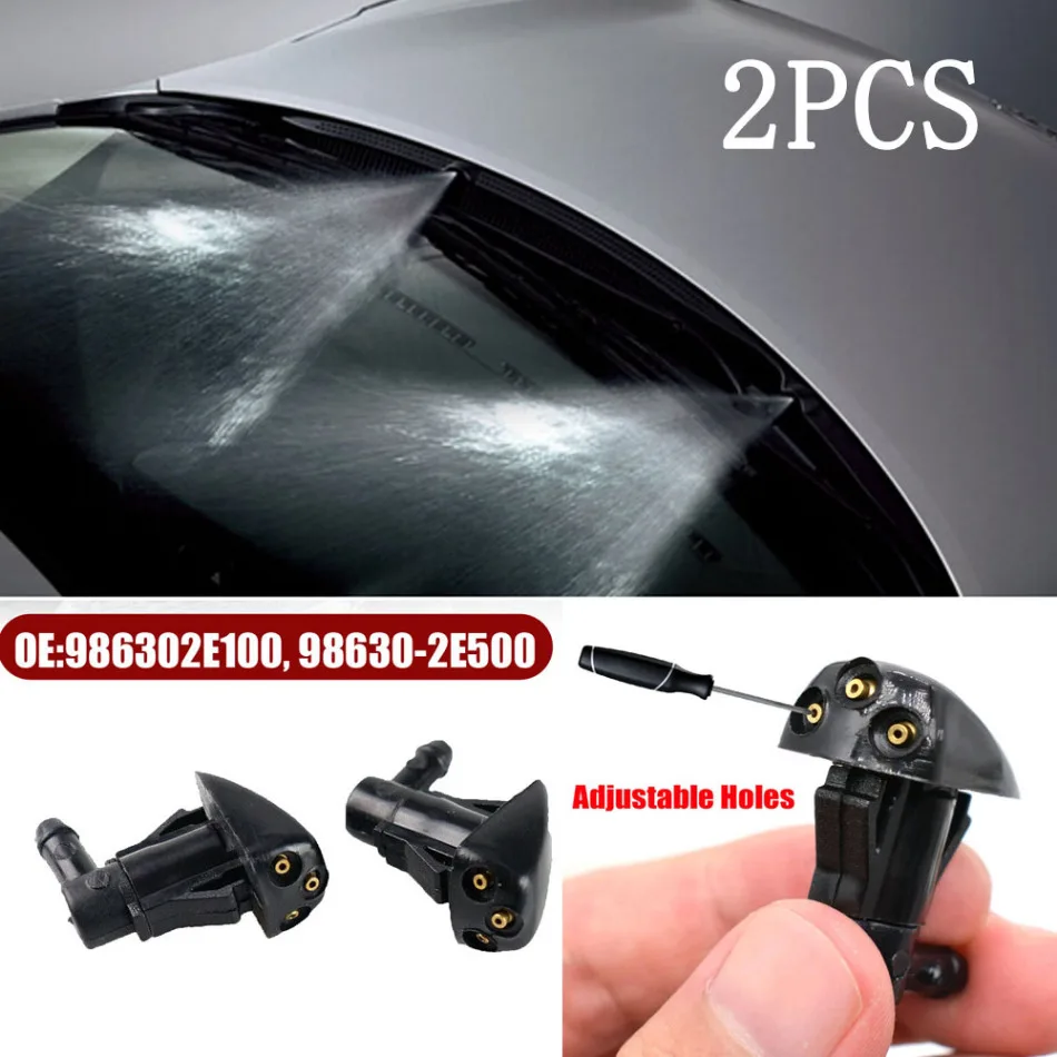 

2pcs Car Windshield Jet Nozzle 3 Holes Hood Sprayer Nozzles Car Windshield Wiper Accessories For Hyundai Tucson MK1 2005-2010