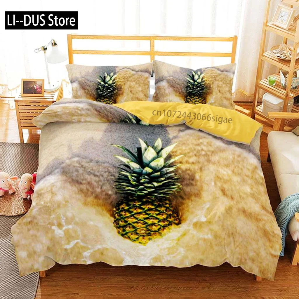 

Pineapple Duvet Cover Set Queen Size Microfiber Kid Colorful Pineapple Twin Bedding Set Fruit Theme Hello Summer Comforter Cover