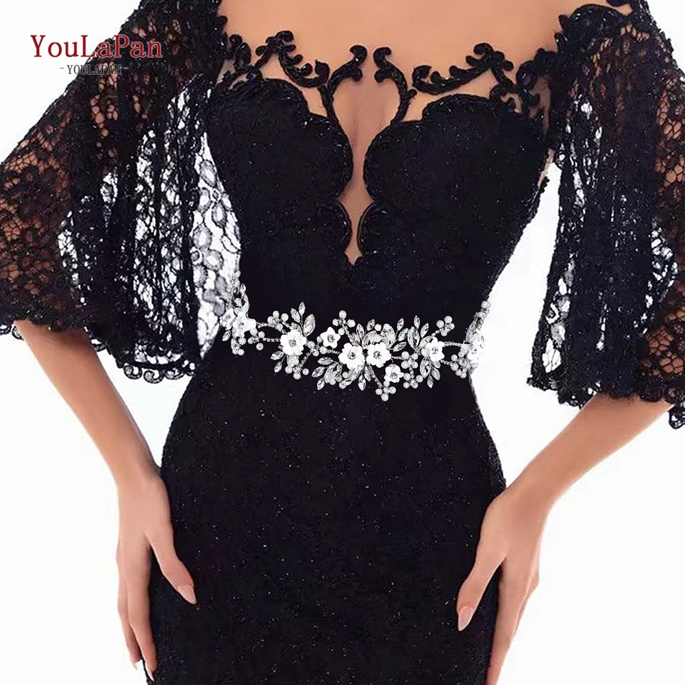 

YouLaPan Elegant Hot Sale Wedding Waist Belt Wedding Dress Flower Belts Crystal Handmade Sash Banquet Belt Accessories SH945