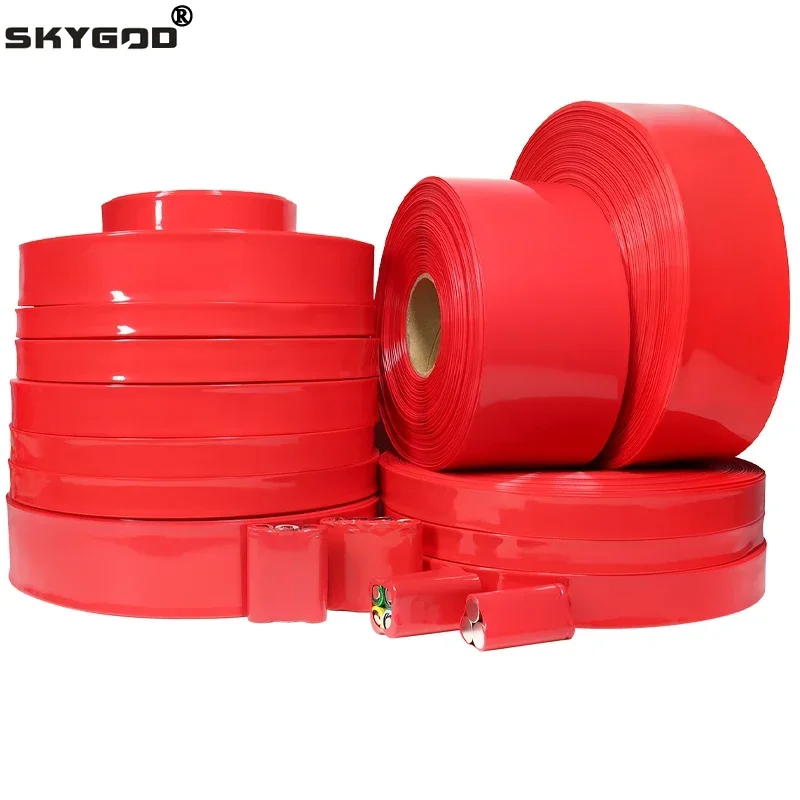 

18650 PVC Heat Shrink Tube Battery Pack Red Width 29.5mm~280mm Insulated Protection Film Wrap lithium Case Cable Sleeve