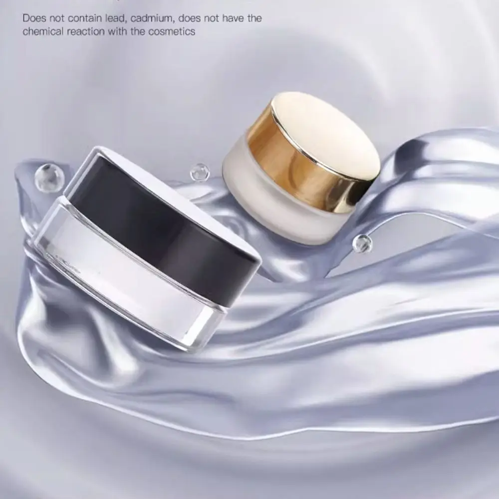 Refillable Bottles Black Gold Eye Cream Pots Mini Lip Balm Glass Lotion Vials Cans Travel Makeup Jar Cosmetic Container