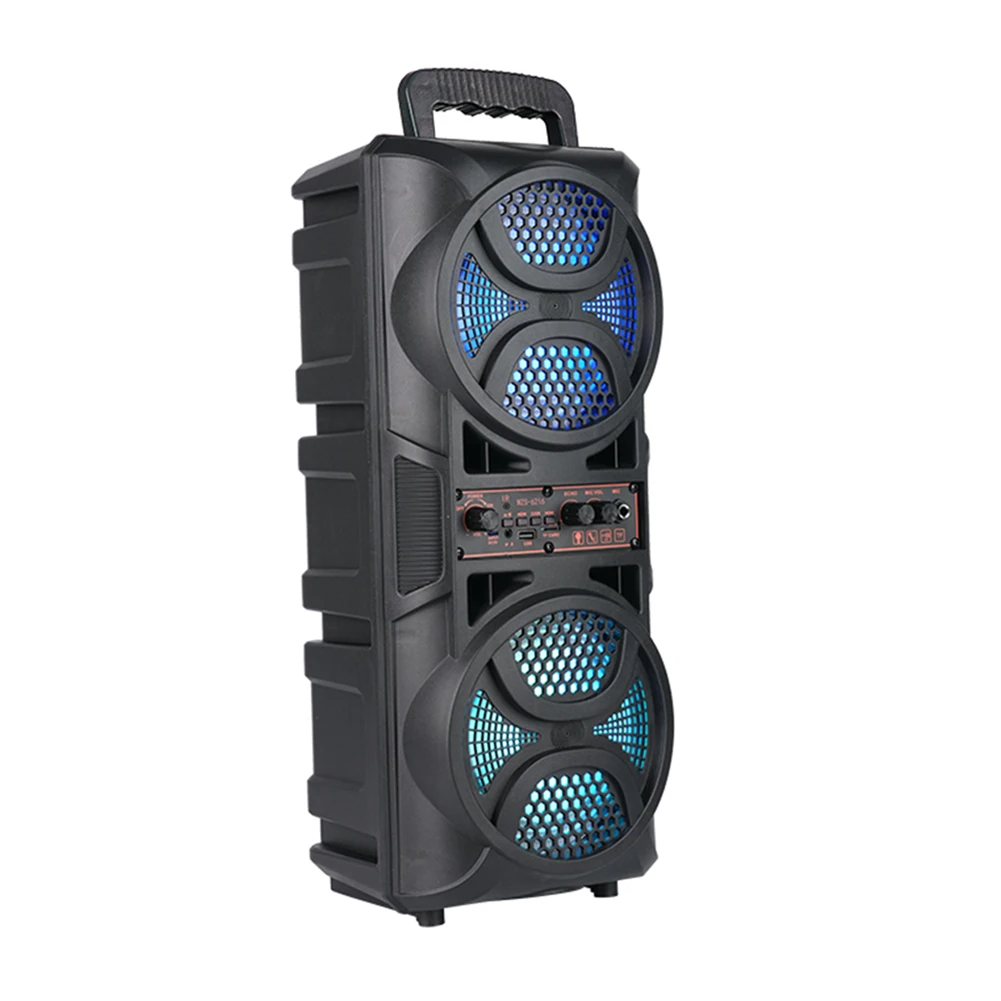 مكبر صوت متوافق مع البلوتوث مكبر صوت ستيريو لاسلكي يدعم USB/TF/AUX/FM/BT/MIC بصوت عال Boombox وقت تشغيل طويل للحفلات الخارجية