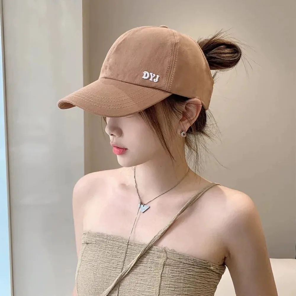 High Quality with Open Top Summer Women's Ponytail Hat Letter Embroidery Versatile Baseball Cap Casual Back Opening Design Hat