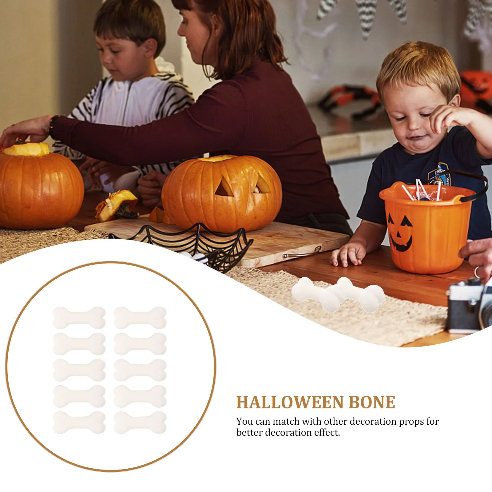 

10 шт. пластиковые реквизиты для костей на Хэллоуин, маленькие имитация декоративных костей для Хэллоуина, товары для дома с привидениями