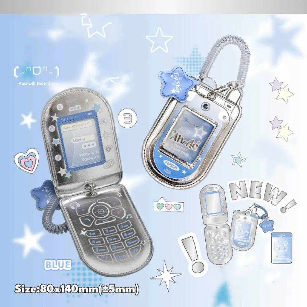

PU Leather Idol Photocard Holder Y2K Mini Phone Mobile Phone Photocard Frame Unique Personality Access Card Protective Case Gift