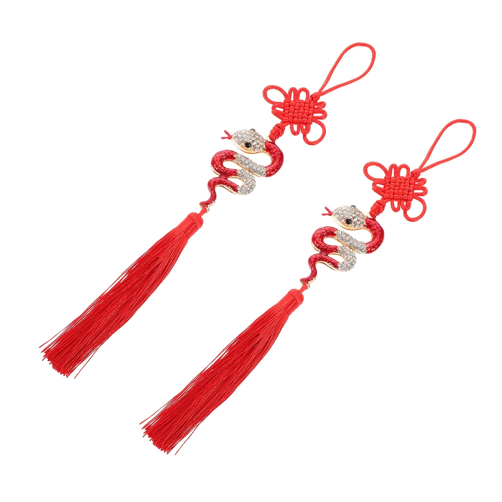 

2pcs Car Pendant Tassel Chinese New Year Snake Charm Decorations Feng Shui Hanging Ornament Wealth Amulet