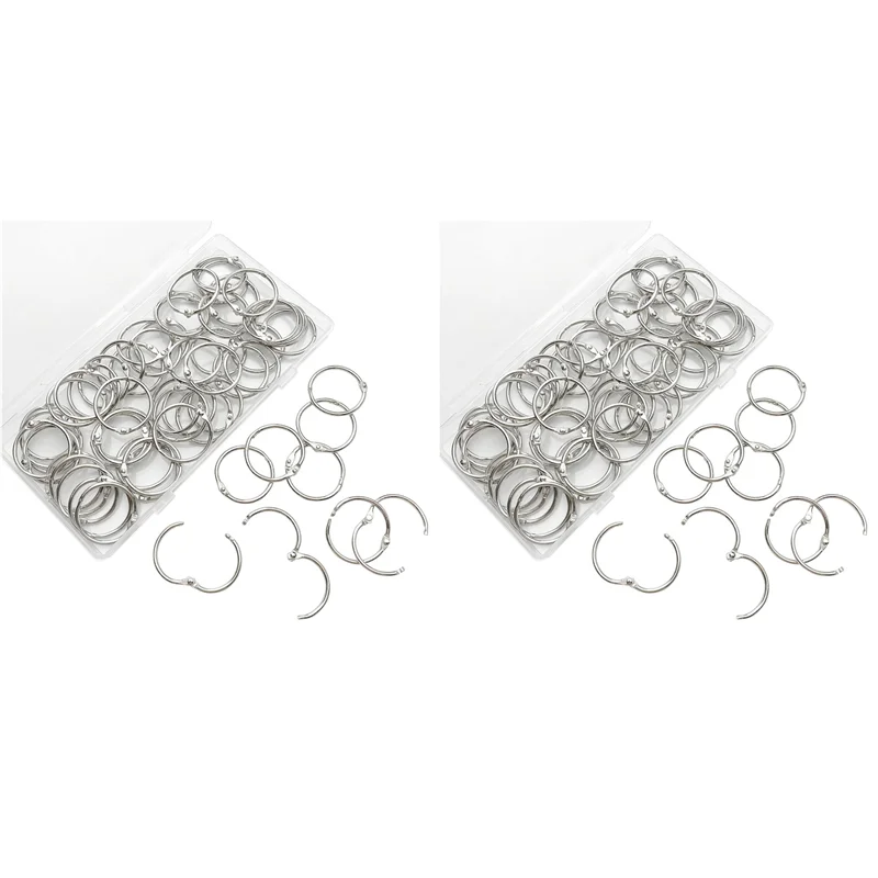 ABIK-120 PCS Loose Leaf Binder Rings 1-Inch Office Book Rings, Nickel Plated Steel Binder Rings, Key Rings, Metal Book Rings