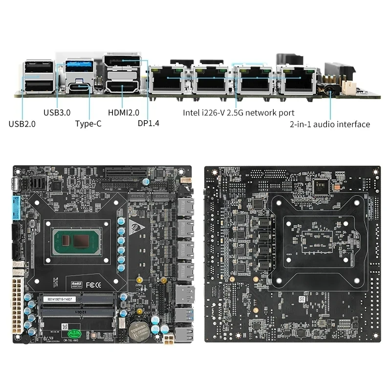 Imagem -04 - Placa-mãe Mini Placa de Firewall Itx Intel i7 1165g7 i5 1135g7 i3 1115g4 4x I226 2.5g 6x Sata 2x M.2 Nvme Pciex4 Bay Nas