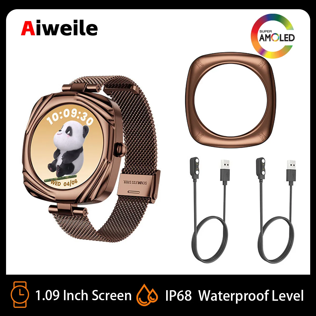 

Aiweile AW5 Смарт-часы Смарт-часы Женские женские умные часы Bluetooth Голосовой вызов Фитнес Музыка Воспроизведение AMOLED для Android IOS