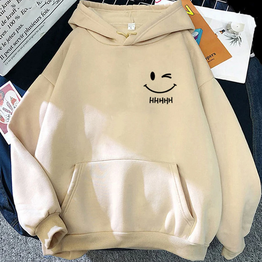 

Men Women Smiling Face Funny Fashion Couple American Hoodie Simple Classic Pullover Large Size Comfy Soft Unisex Sweatshirt
