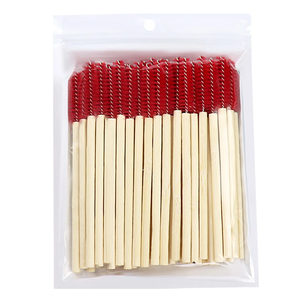 50Pcs Bamboo Handle Eyelash Brush Mascara Wands Applicators Eye Lashes Extension Brushes Eyebrow Spoolie Brushes Makeup Tool