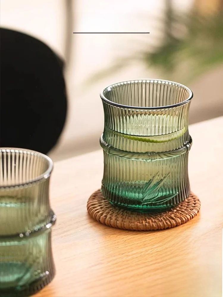 Vaso de Cerveza de Vidrio Resistente al Calor, Diseño Creativo con Nudos de Bambú, Taza para Té Verde, Jugo, Café Vietnamita,...