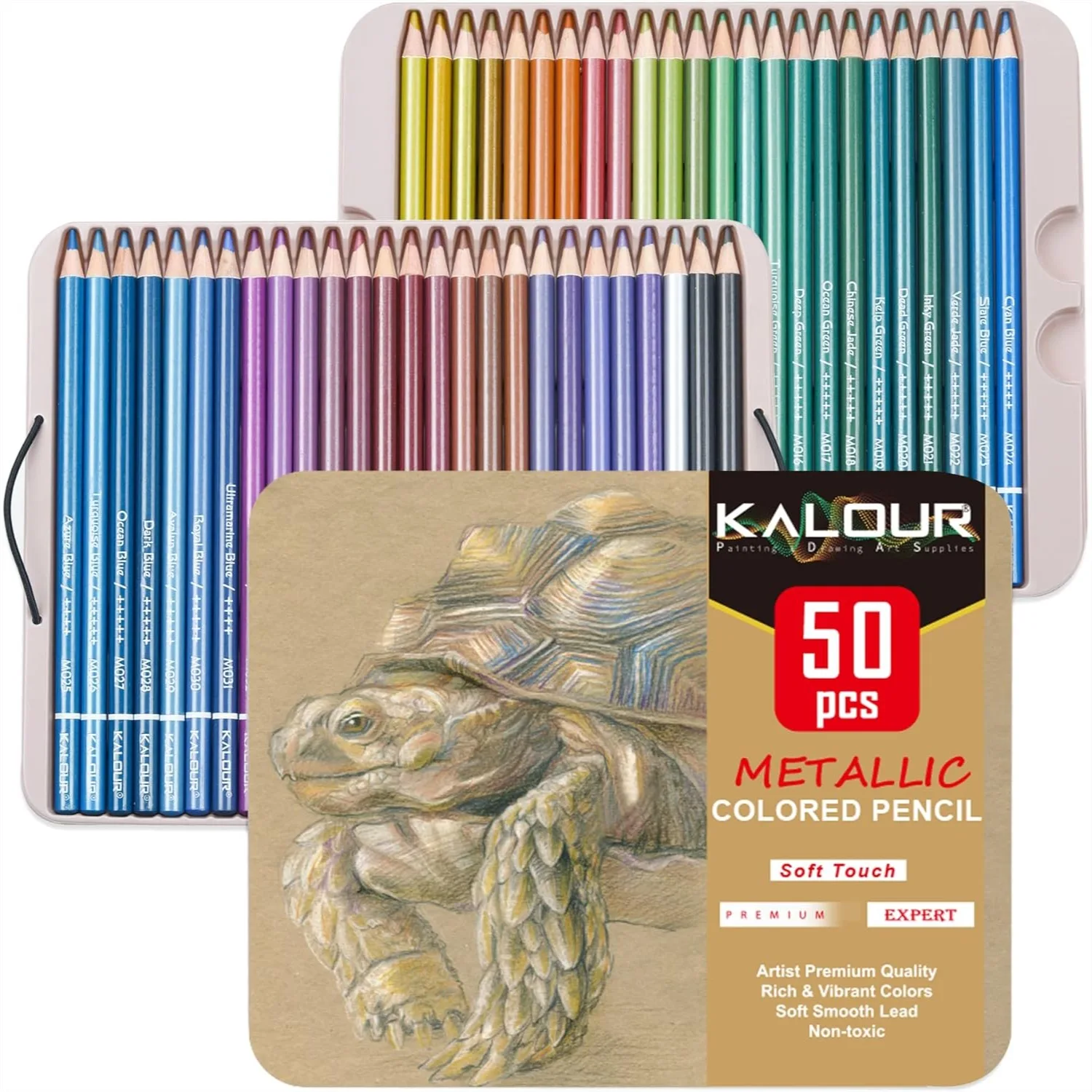 

50 Piece Metallic Colored Pencils For Adult Coloring, Soft Core With Vibrant Color, Ideal For Drawing Blending Sketching Shading, Coloring Pencils For Adults Beginners