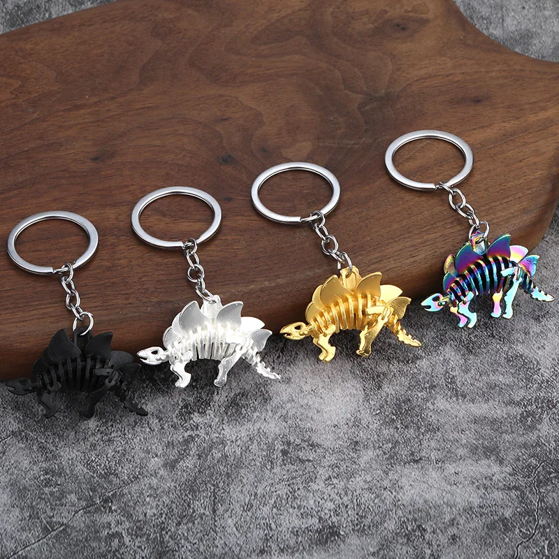 New Colorful Skeleton Dinosaur Cat Car Key Chain Pendant Small Gift Trend Is Simple