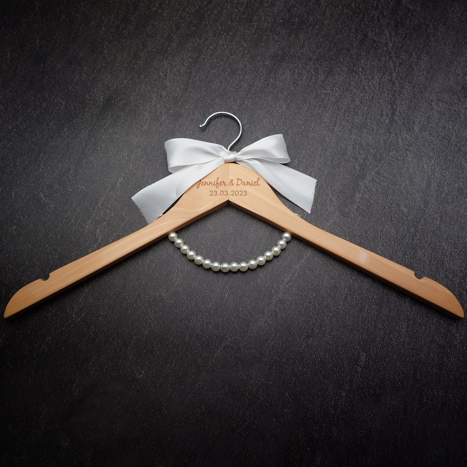 Personalised Wedding Hanger Custom Wedding Dress Hanger Bridal Hanger Engraved Names and Date Wood Hanger Bridal Shower Gifts