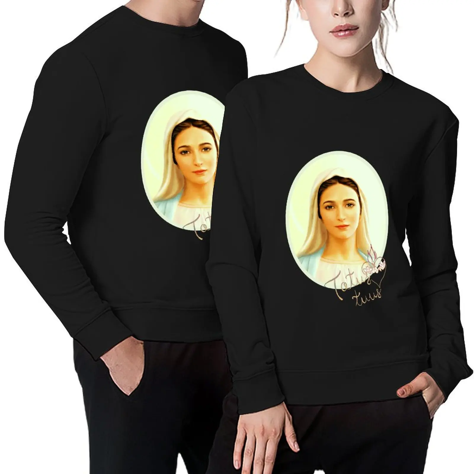 

Virgin Mary, Majka Marija Our Lady of Medjugorje Totus Tuus Pullover men wear fashion men male clothes sweatshirts men