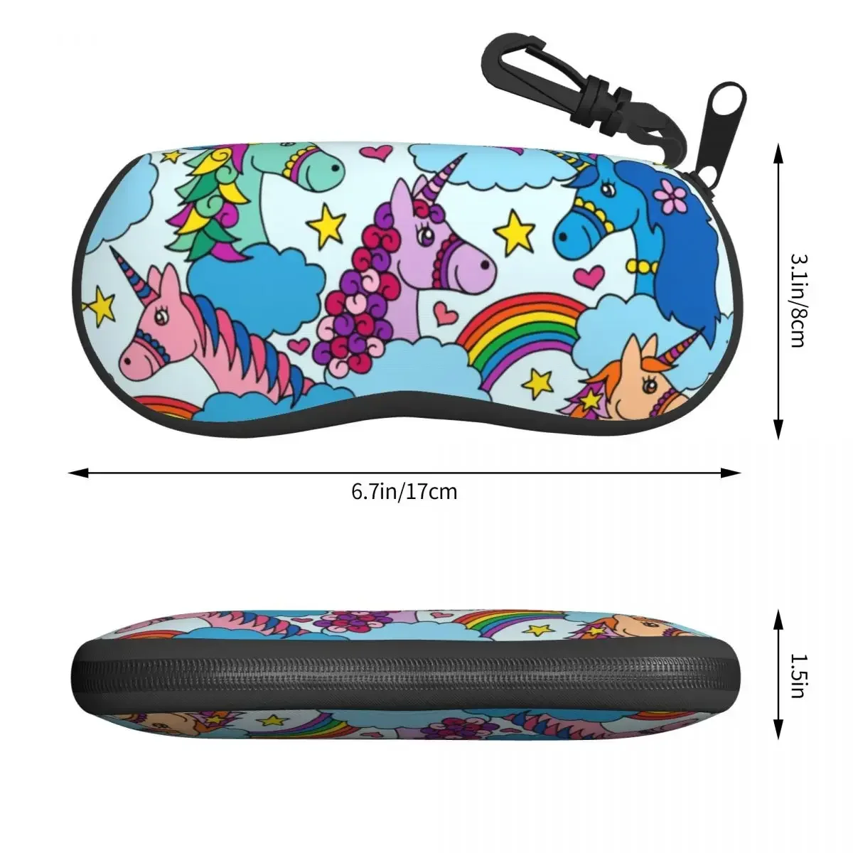 Custom Unicorns And Rainbows Shell Glasses Case Unisex Cool Eyeglasses Case Sunglasses Protector Box