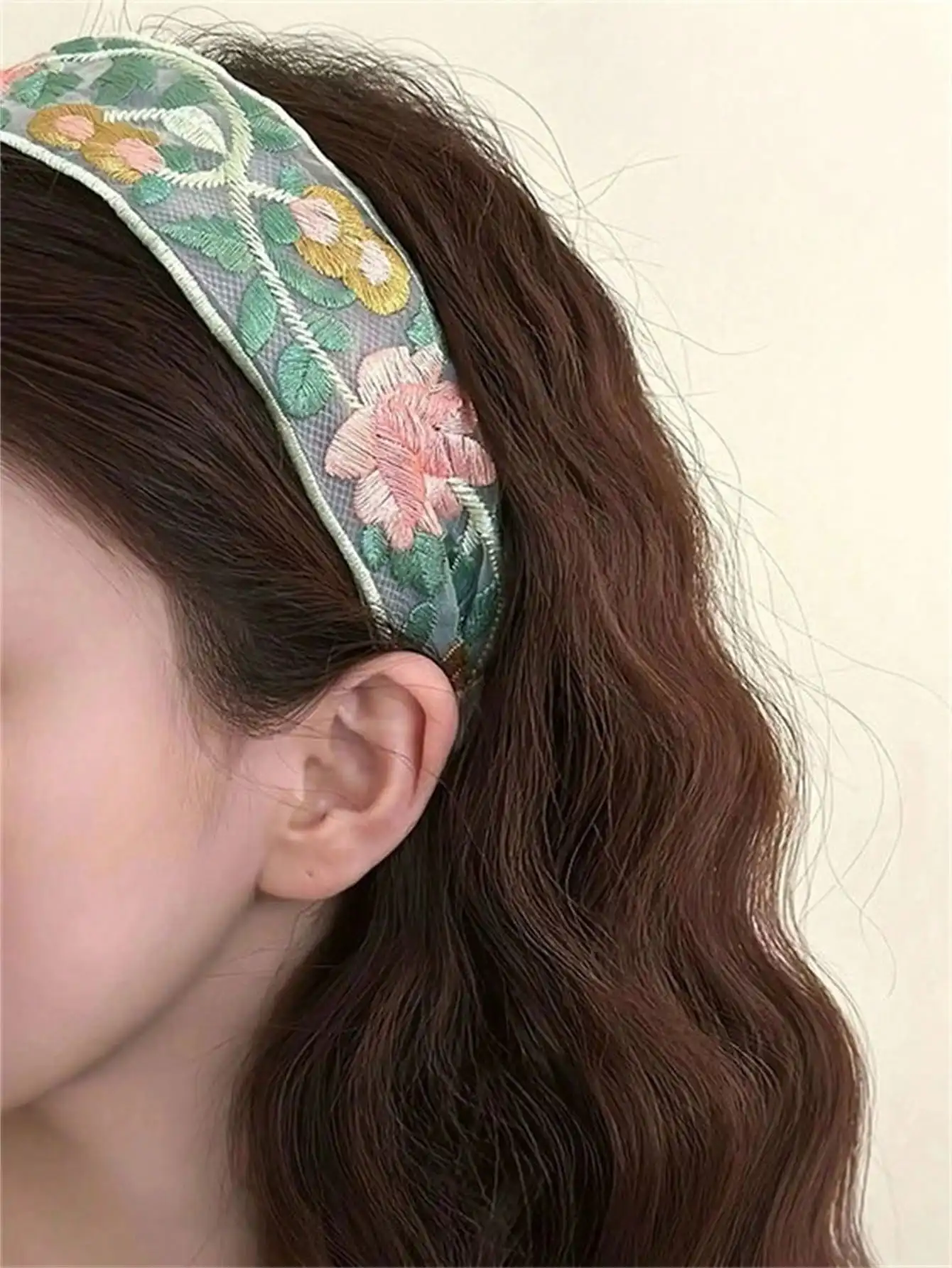 1 ladies summer new new Chinese embroidery flower headband Ethnic style floral wide edge headband