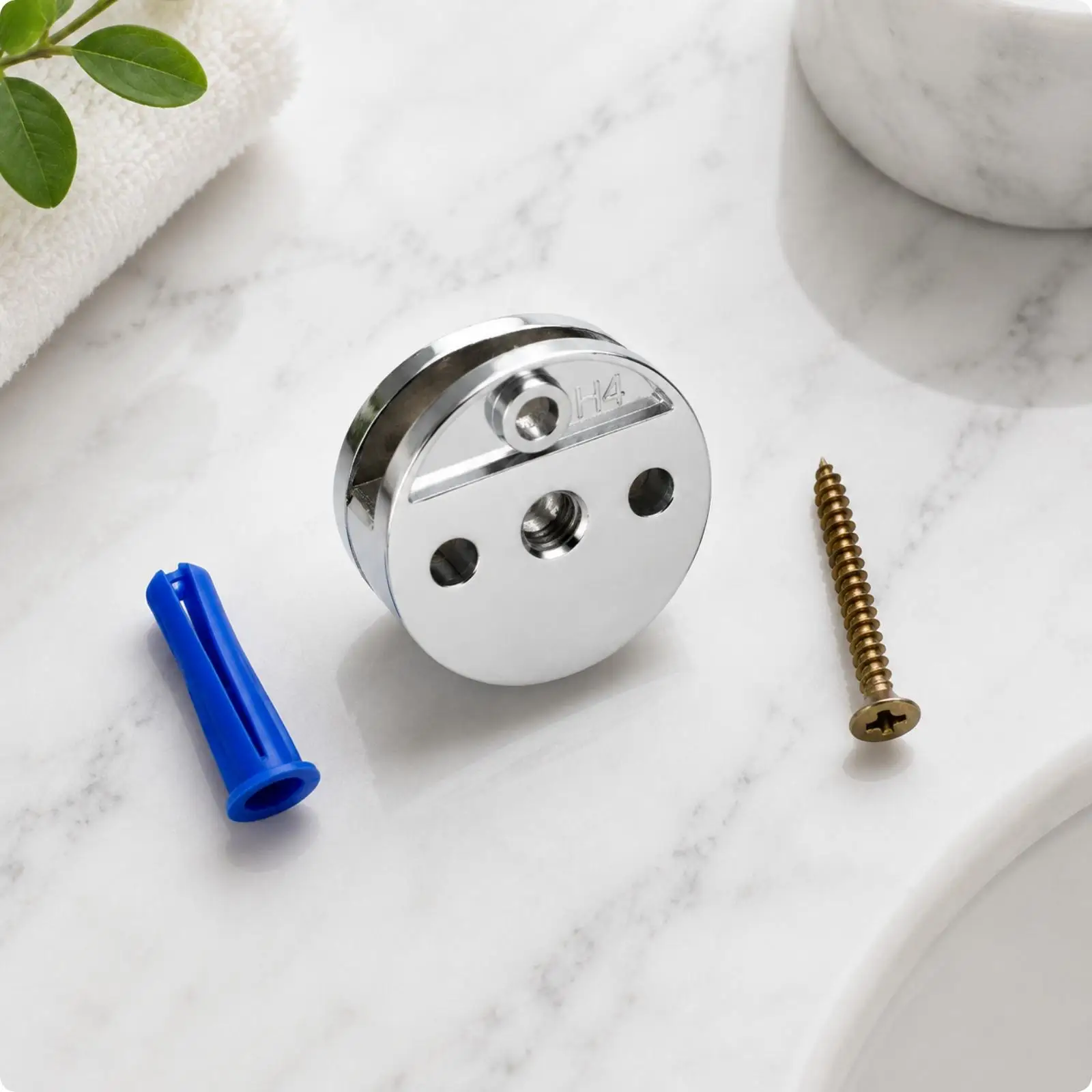 Round Cylindrical Mirror Holder Silver-Glass Finish Mirror Mounting Bracket Polished for Washroom Renovations, Home Improvement