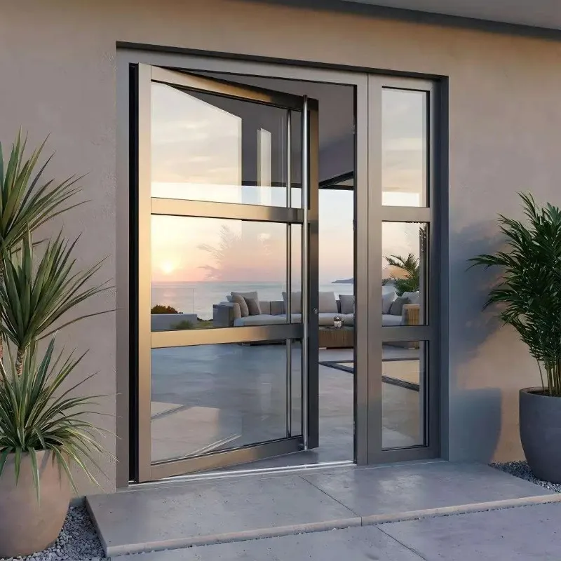 China Produces High Quality Glass Pivot Door High End Manual French Style Revolving Doors Large Sized Double Layer Glass Doors