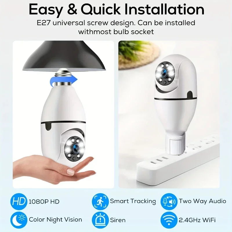 TUYA IP Camera Graffiti Lamp Holder Home Monitor Minions Bulb Dual Light Full Color Lamp Holder Camera