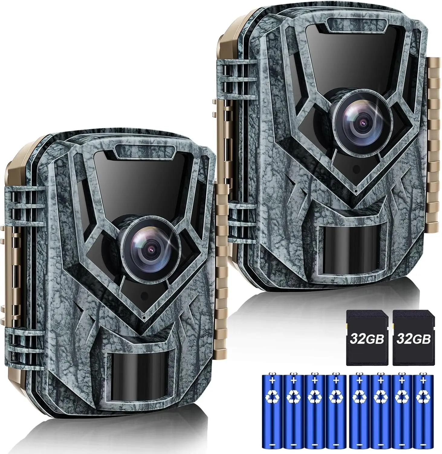

2 Pack 36MP 2.7K Trail Camera with 32GB Card & Batteries, 120° Night Vision, IP66 Waterproof for Wildlife Monitoring