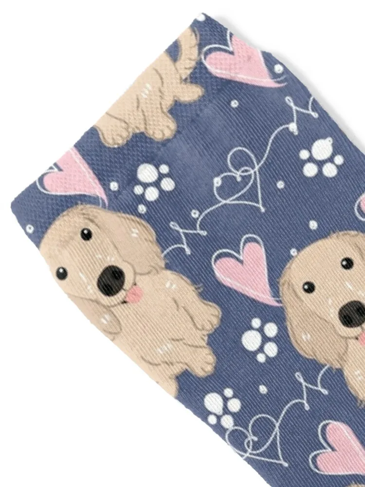 LOVE Cream Long Haired Dachshund Sausage Dog Socks