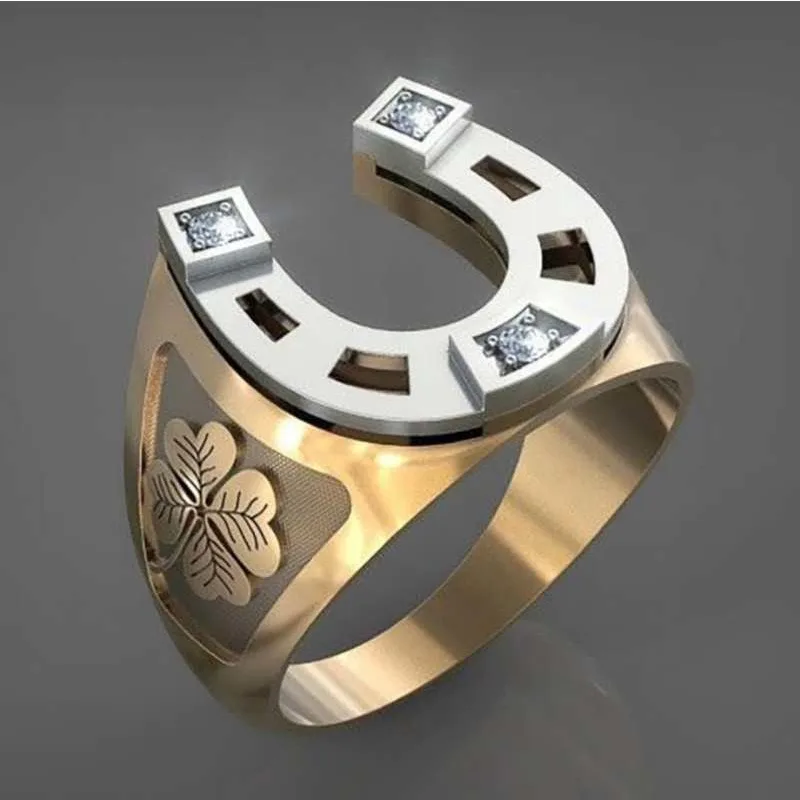 New Two-Color Flower Ring Fashion OL Personality Trend Four-Leaf Clover Ring Holiday Gift Wholesale