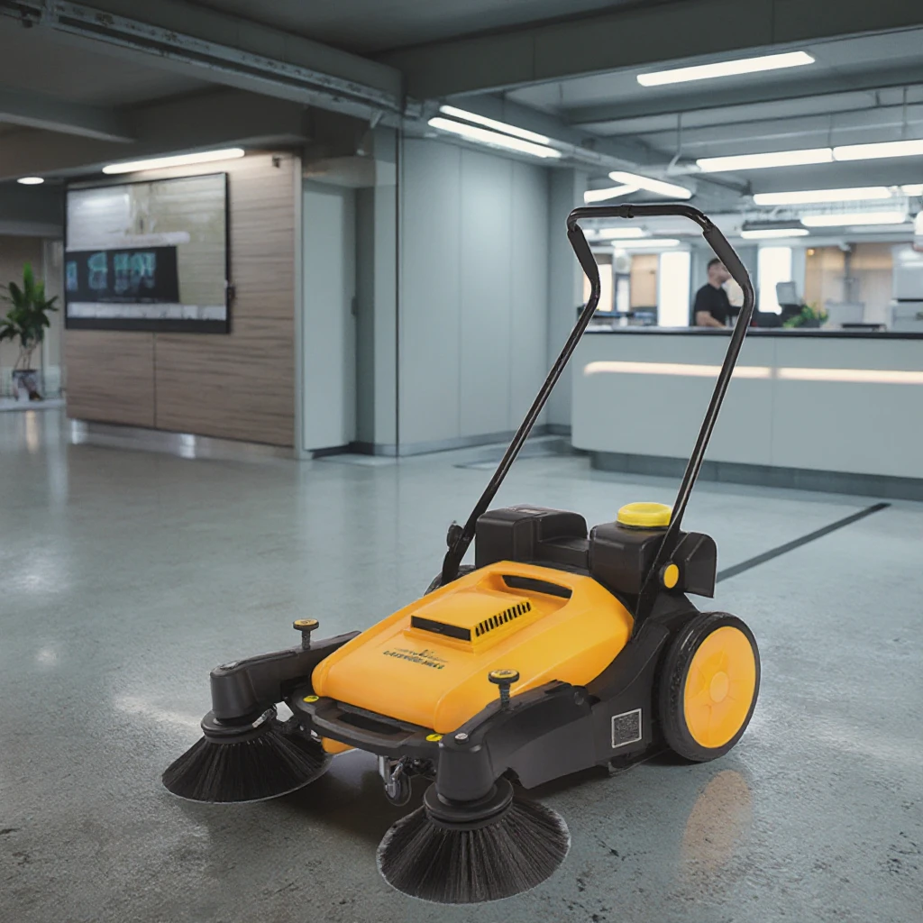 Hand Push Sweeping Machine  Road Sweeper Electric Floor Sweeper Street Sweeping Machine   with Vacuum and Water Spray