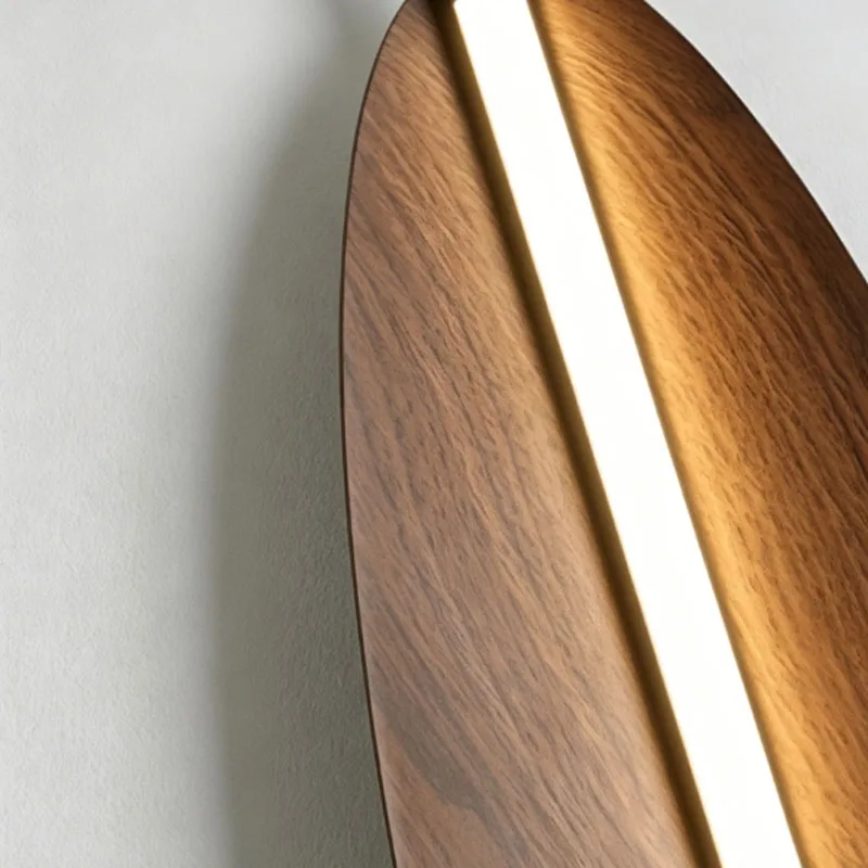 Retro Leaf Wood Grain LED Wall Lamp Creative Personalized Dining Room Bar Design Lighting Fixture