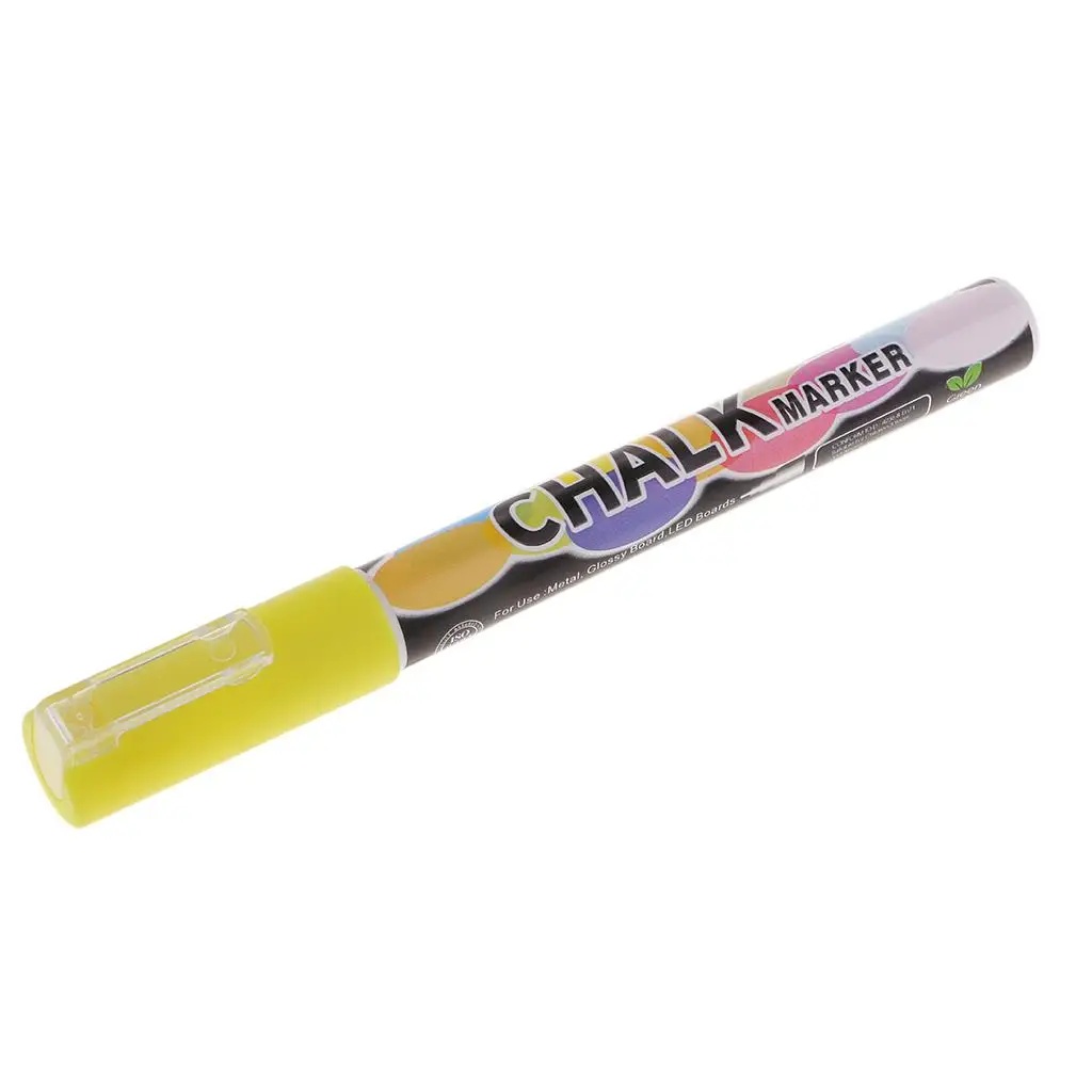 2X Fluorescent Liquid Chalk Markers Pens for Chalkboard Window LED Glass yellow