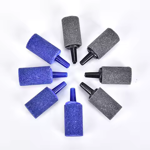 10Pcs Aquarium Cylinder Shape Air Stone Mineral Bubbles Release Fish Tank Punp Airstone Aeration Aerator Accessories