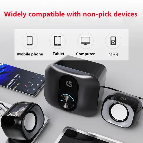 Imagen 2 del producto Altavoces para juegos de ordenador de escritorio de alta calidad, Subwoofer estéreo, Audio HP Home Laptop 2,1, altavoz multifuncional con cable para ordenador